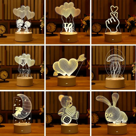 3D Acrylic Night Light Table Lamp/Bedside Lamp