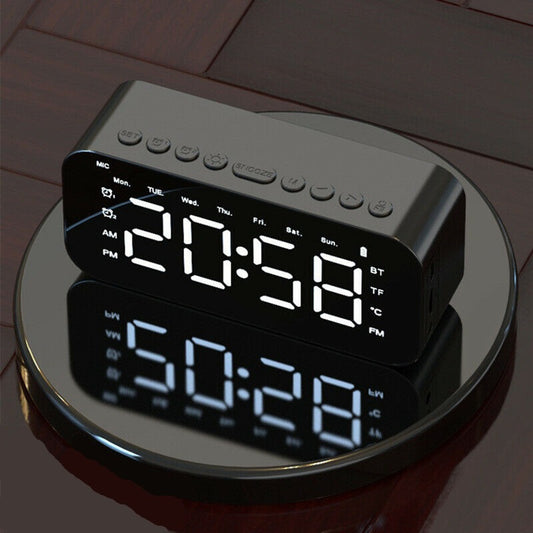 Wireless LED Alarm Clock with BT Speaker - FM Radio, USB, LED Display